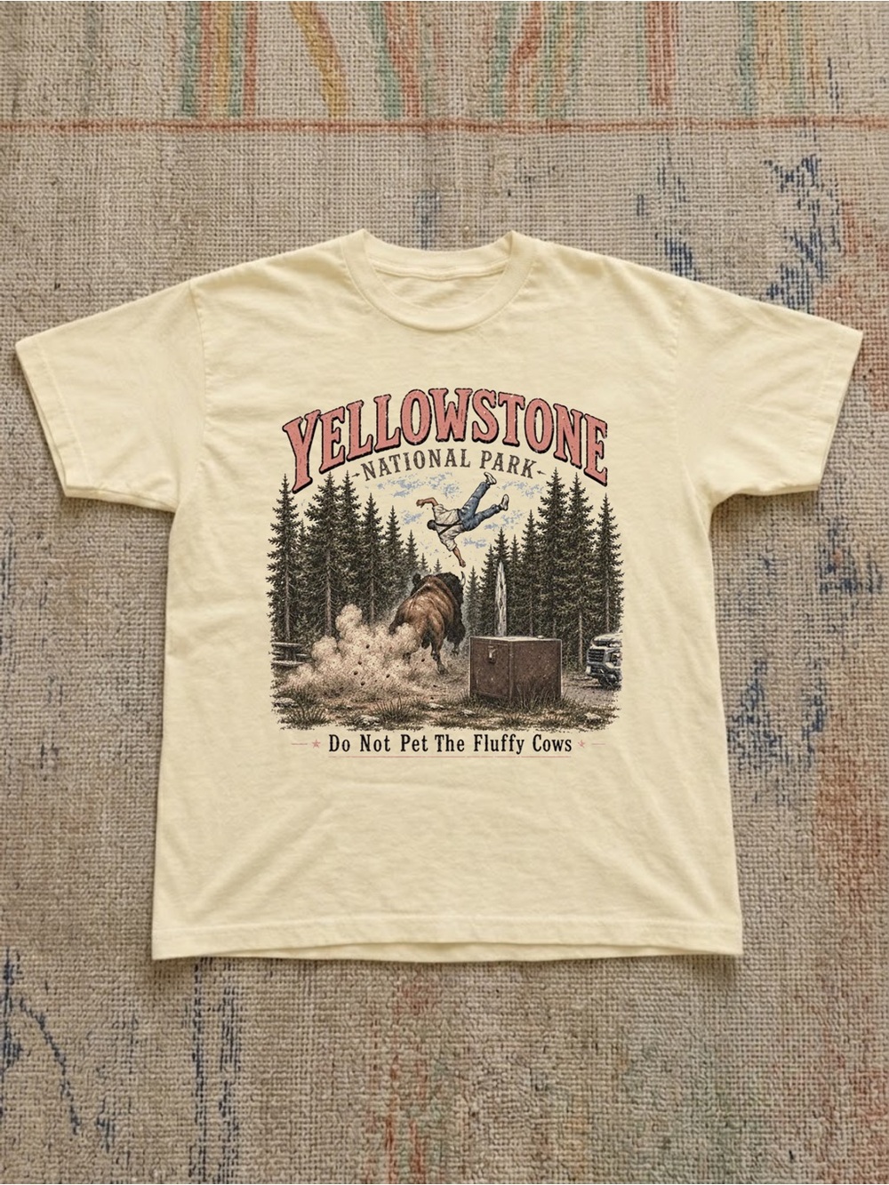 Yellowstone National Park Graphic Tee - Do Not Pet The Fluffy Cows Tee